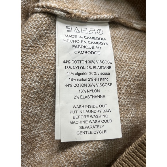 Michael Kors MK Logo Jacquard Knit Button Front Cardigan Sweater Beige Tan M - Picture 6 of 10